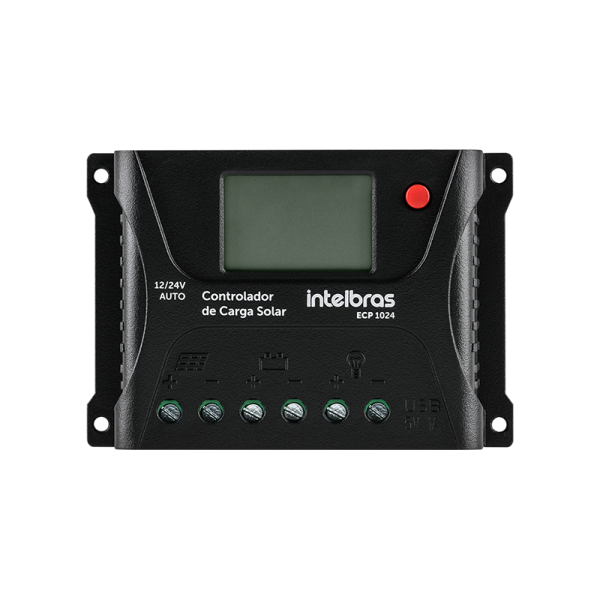 Vista Frontal do Controlador de Carga Intelbras PWM ECP 1024 por Techparts Soluções